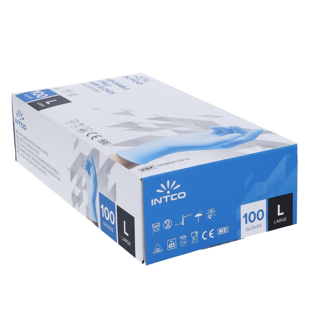 Nitrile Disposable Gloves - Large- Box of 100 Gloves - Intco