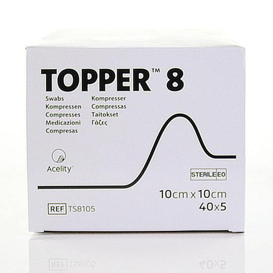 J&J Topper 8 Gauze Swabs Sterile: 10 x 10cm (TIED 5) x 40