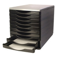 Q-Connect Black and Grey 10 Drawer Tower (Dimensions: L345 x W290 x H340mm) - Qconnect
