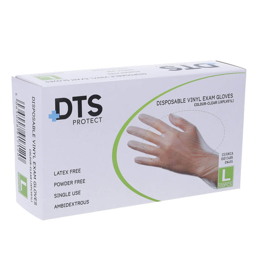 Clear Vinyl Gloves Powder Free - Medical Grade Cat III PPE – Box of 100 - Large - Medisave Professional