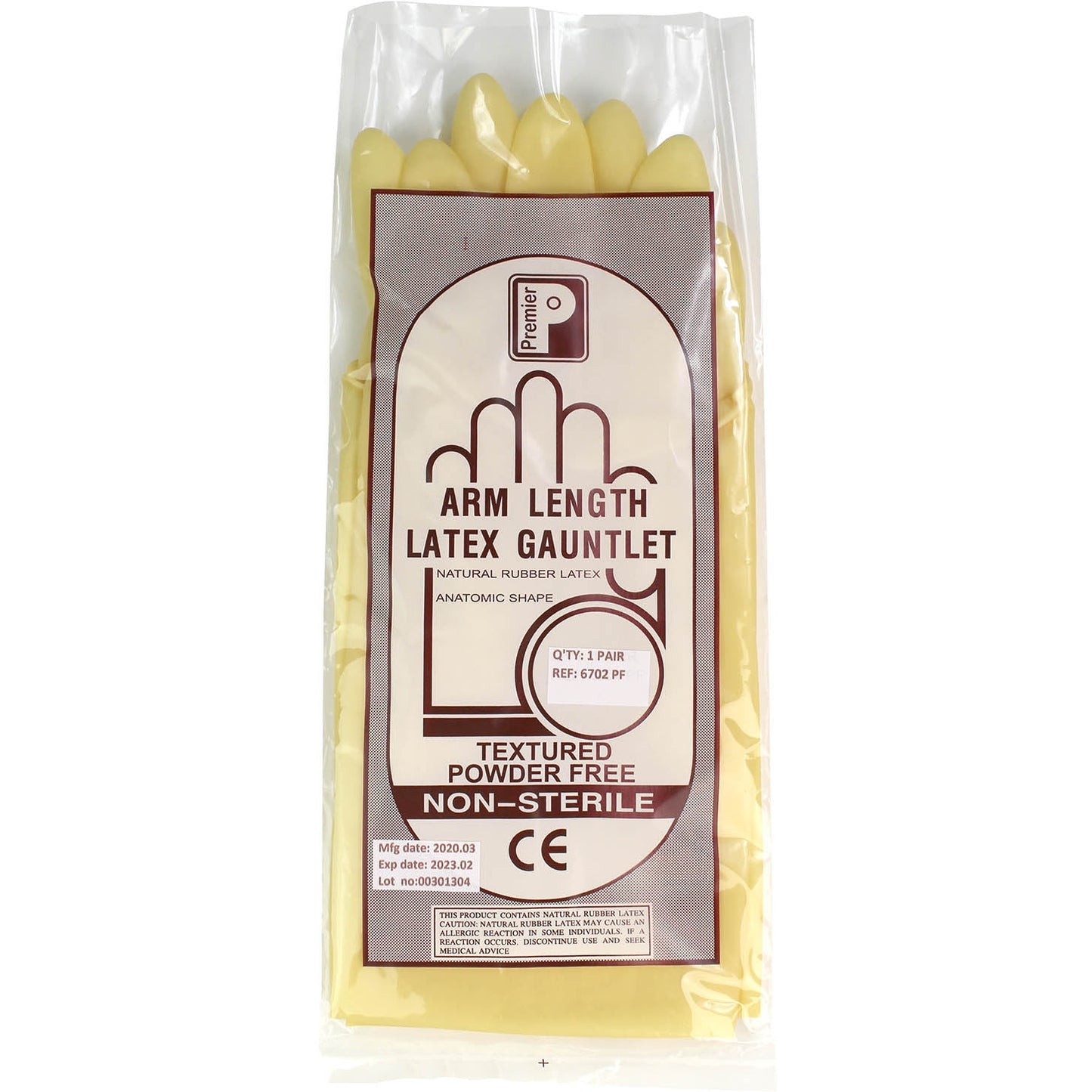 Premier Arm Length Powder Free Latex Gauntlet - Small - Premier