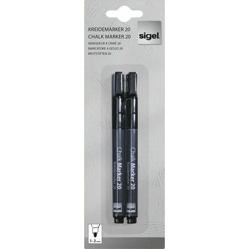 Liquid Chalk Water-Based Marker Black easy wipe 1-2mm bullet tip - Pack of 2 - CTS