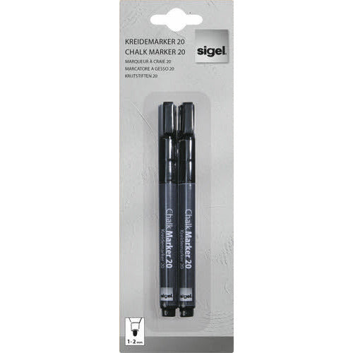 Liquid Chalk Water-Based Marker Black easy wipe 1-2mm bullet tip - Pack of 2