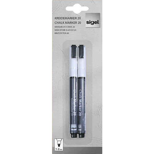 Liquid Chalk Water-Based Marker White easy wipe 1-2mm bullet tip - Pack of 2
