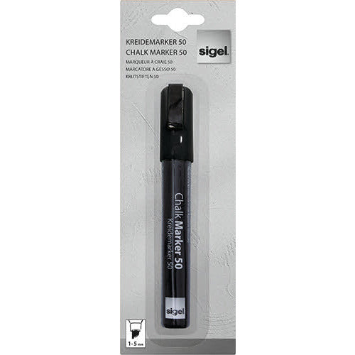 Liquid Chalk Water-Based Marker Black easy wipe 1-5mm chisel tip - each
