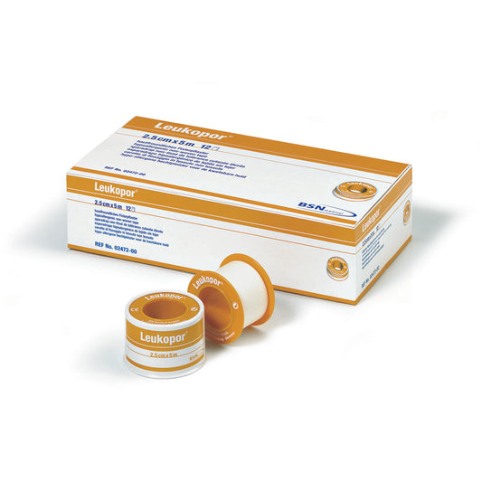 Leukopor Zinc Surgical Adhesive Tape - 2.5cm x 9.2m per Roll