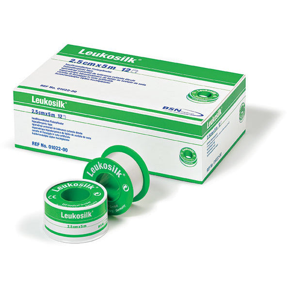 Leukosilk 2.5cm x 5m Smooth Pourous Adhesive Tape- PACK of 12 -