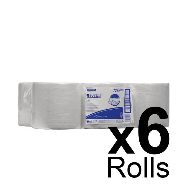 Wypall 8" Centrefeed White L10 1ply - 300m x 19.5cm - Case of  6