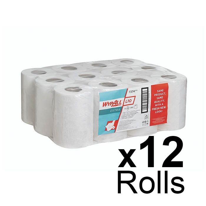 Wypall 7" Centre Feed White 7374 1ply L10 - 12 x 200 Sheets - Kimberly-Clark