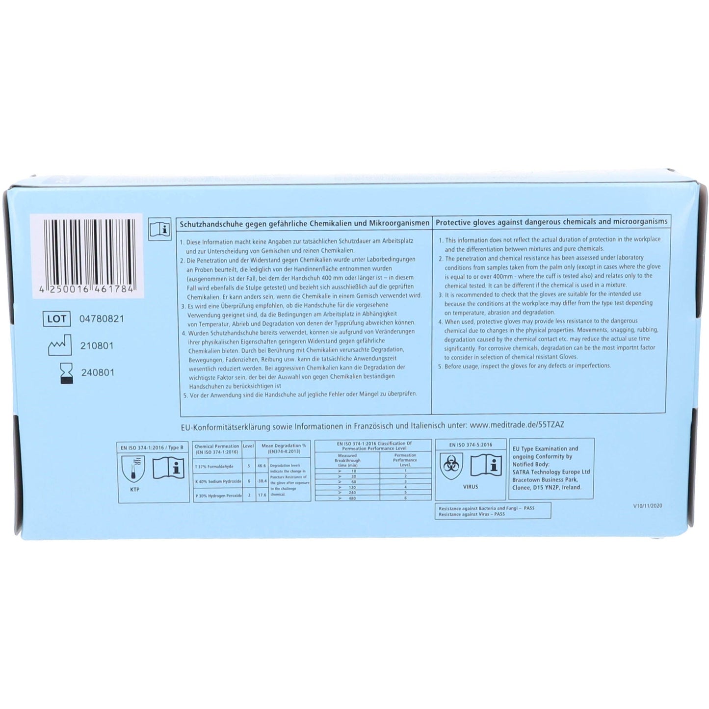 Nitrile Examination Protective Gloves- 1 x Box of 100 Gloves- Medium - Meditrade