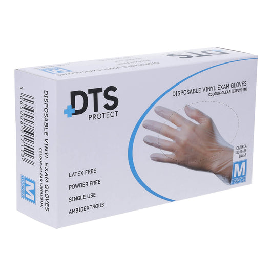 Clear Vinyl Gloves Powder Free - Medical Grade Cat III PPE – Box of 100 - Medium - Medisave Professional