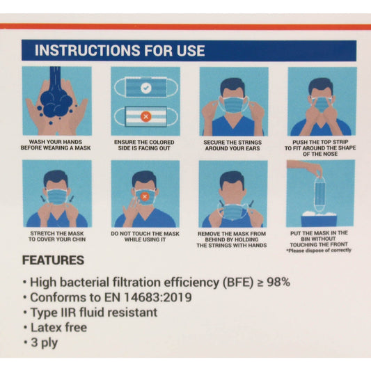 Surgical Face Masks - Type IIR Certified x 50 - MediPro