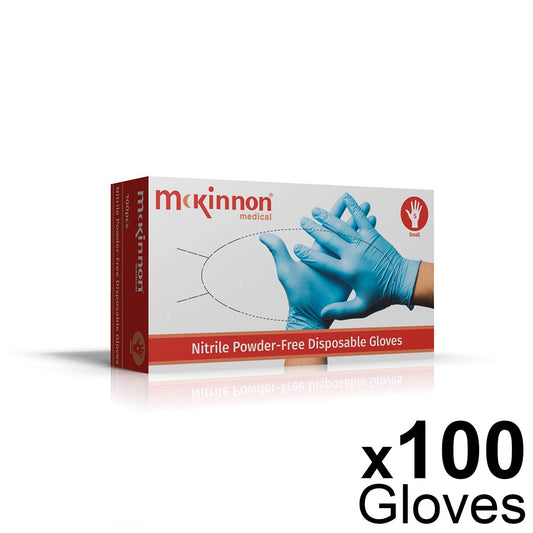 Mckinnon Medical SMALL Blue Nitrile Powder-Free Examination Gloves (Box 100) - McKinnon