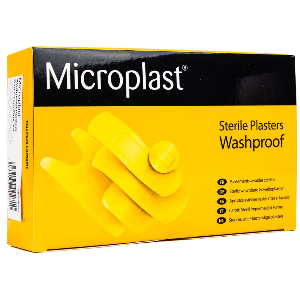 Microplast Washproof Plasters 4cm x 4cm (Box 100) - Blue Dot