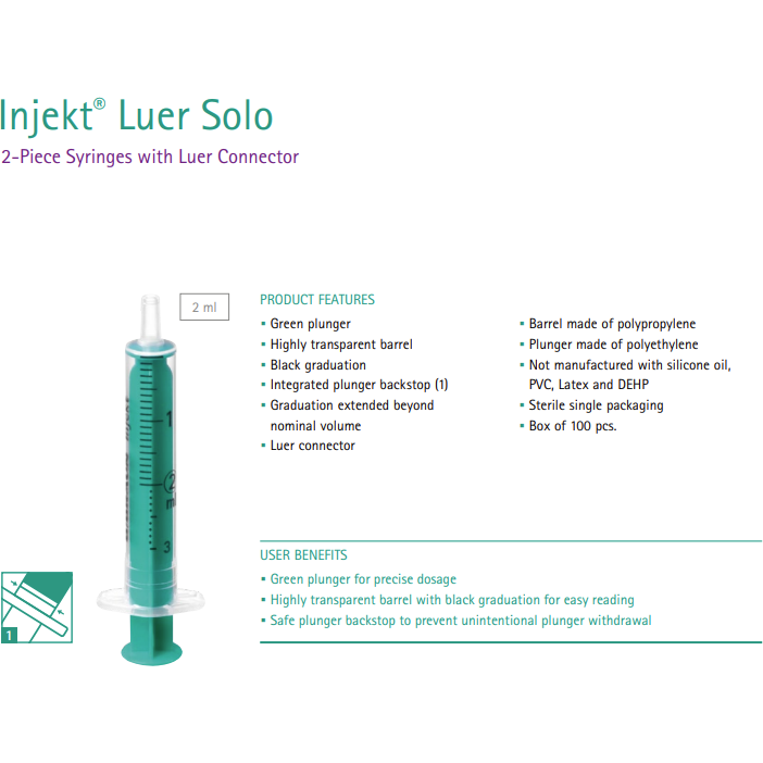 4606027V Braun 2ml Injekt Syringe Pack of 100 - BBraun