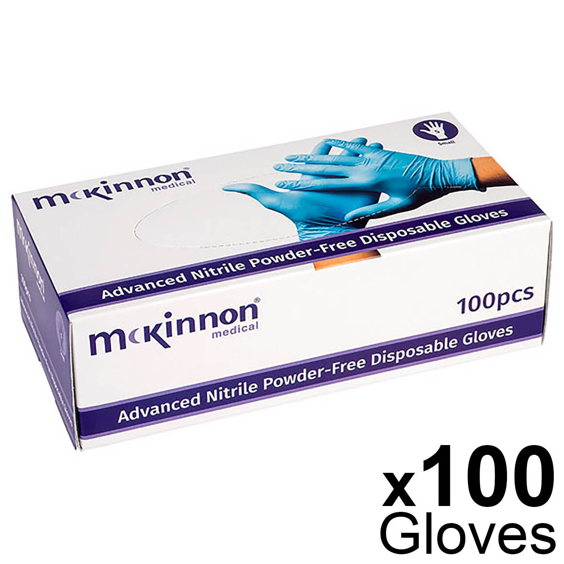 McKinnon Medical Advanced MEDIUM Blue Nitrile Powder-Free Examination Gloves (Box 100) - McKinnon