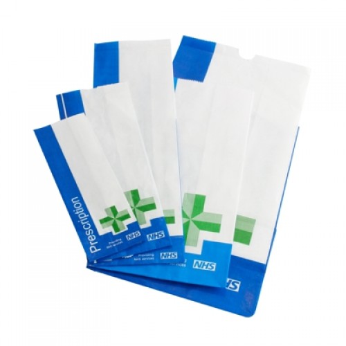 Paper NHS Prescription Bag - 216 x 76 + 51mm - Case of 1500 - Denward