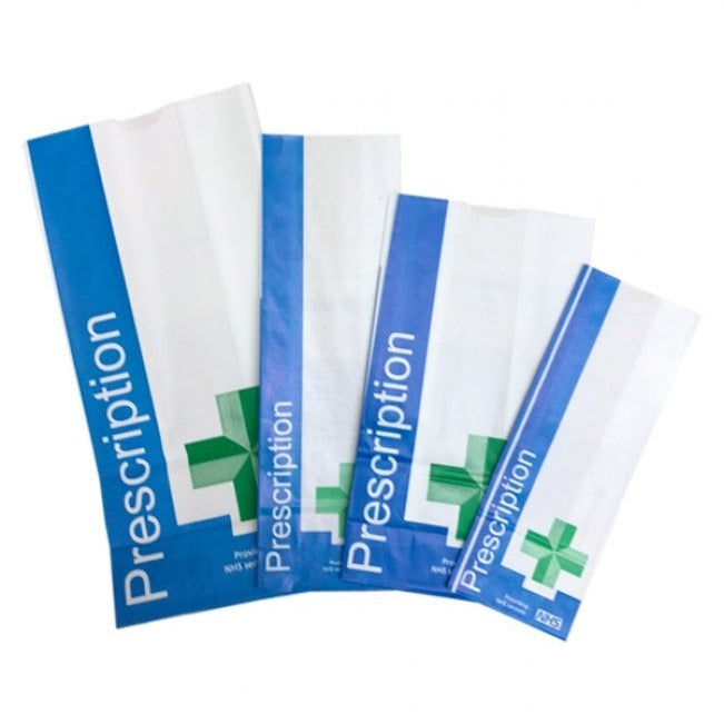 Paper NHS Prescription Bag - 279 x 89 + 51mm - Case of 1000 - Denward
