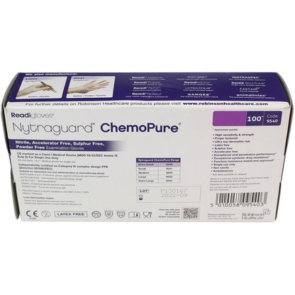 Nytraguard ChemoPure Nitrile Gloves Medium x100 [CAT III PPE Certified]