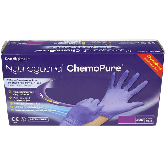 Nytraguard ChemoPure Nitrile Gloves Small x100 [CAT III PPE Certified]