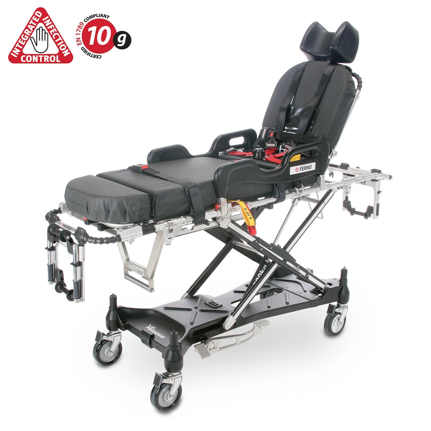 FERNO Pegasus Ambulance Trolley - Webbing Restraints - LHS-operated 2-Part Lock - Ferno