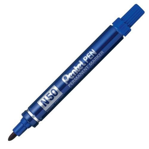 Pentel N50 Permanent Bullet Marker Broad Blue (Pack of 12) - Pentel