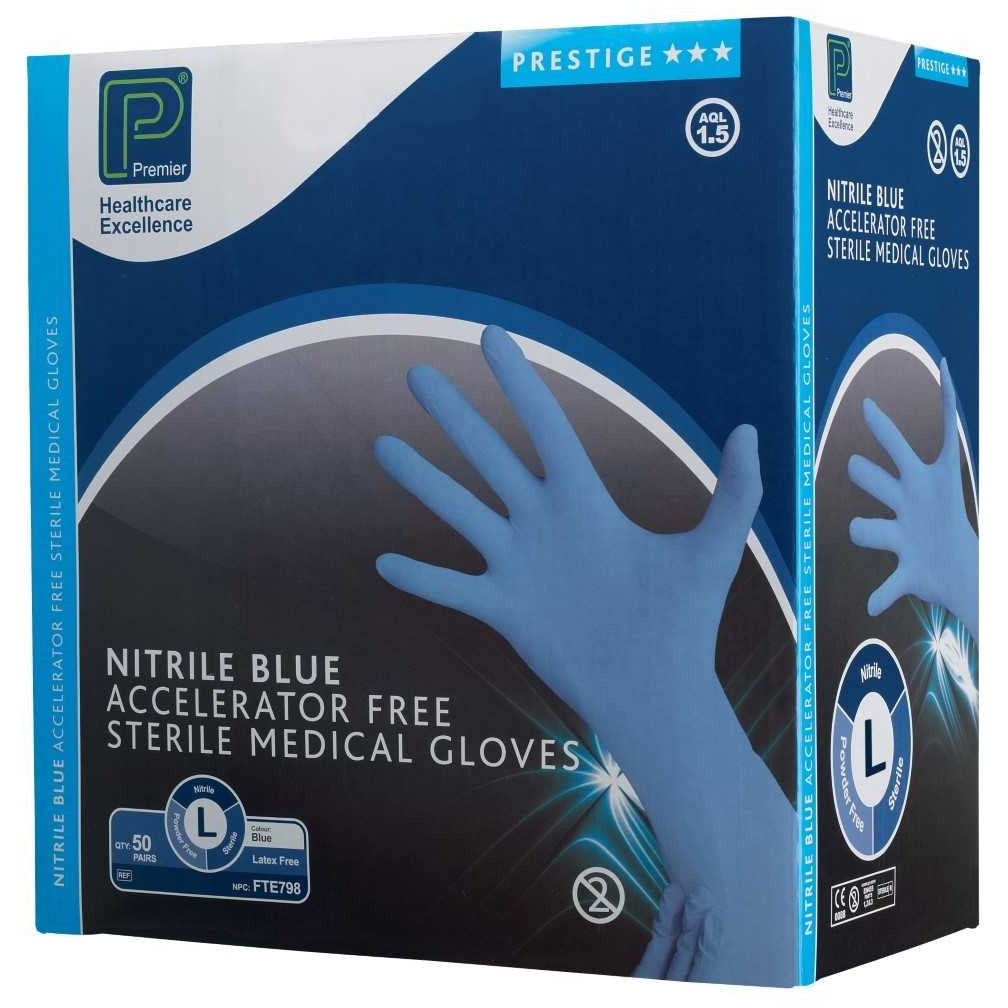 Premier Prestige Sterile Nitrile Powder Free Gloves Large 1 Box of