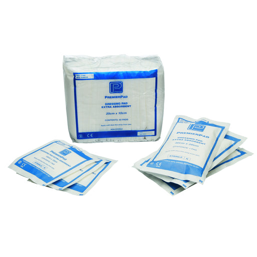 Premierpad Sterile Extra Absorbent Pad, 12 x 10cm, Per Pack 20 - Shermond