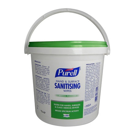 Purell Hand & Surface Sanitising Wipes - 1 Bucket of 225 - Bunzl Catering Supplies