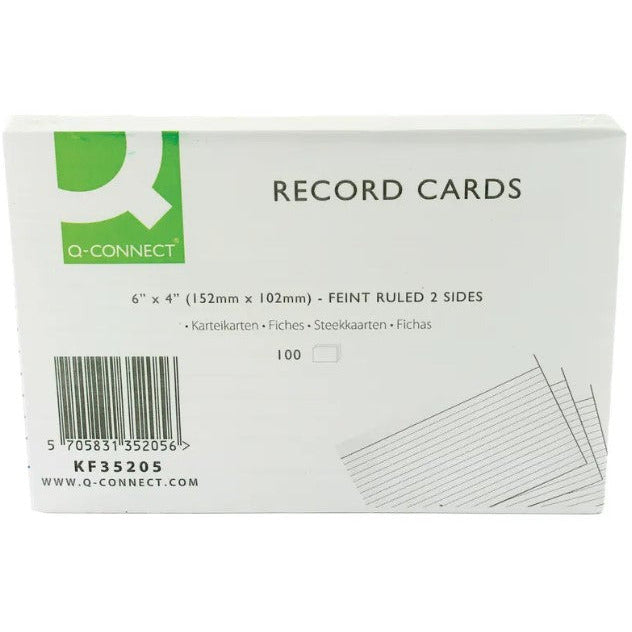 Record Card 152x102mm Ruled Feint White (Pack of 100) - Vow