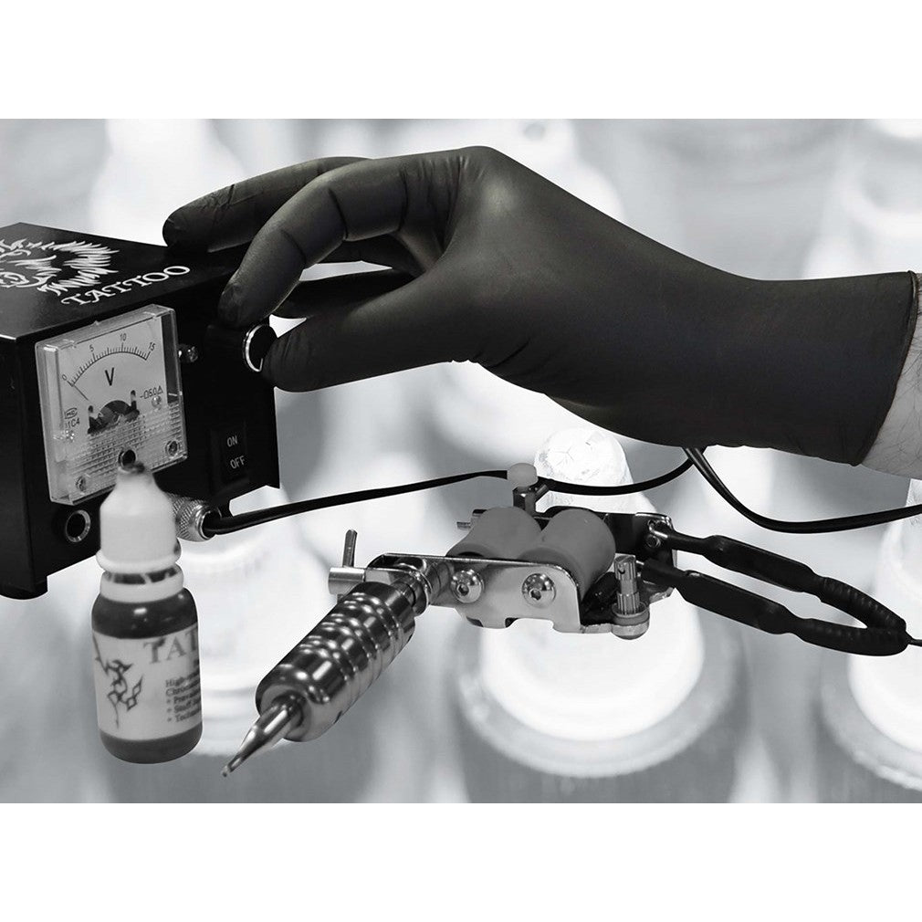 Nitrile Powder Free Large Gloves - Black box of 100 - Polyco