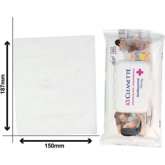 Cleanette Antibacterial Wipes - Pack of 60 Wipes - Discontinued