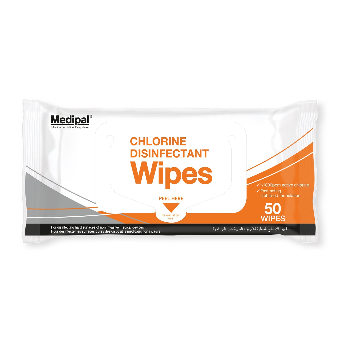 Medipal Chlorine Surface Wipes - Pack of 50 - MediPal