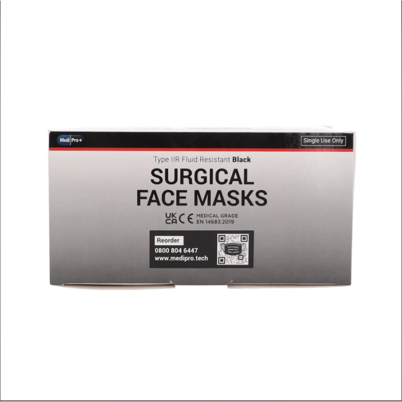 Black Surgical Face Masks - Type IIR Certified x 50 - MediPro