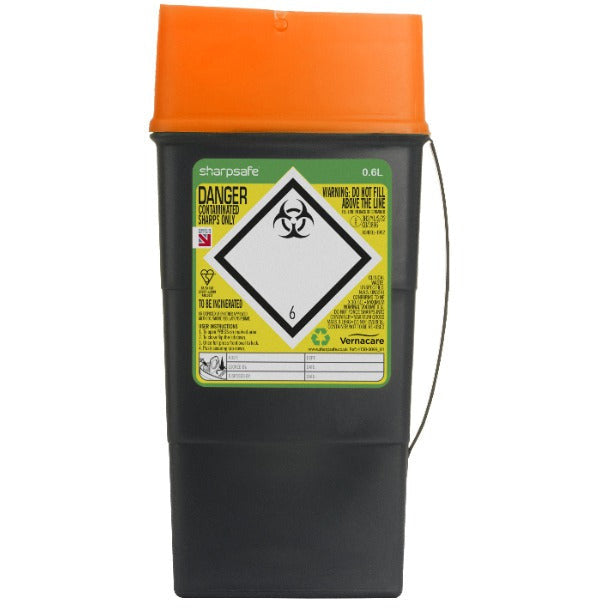 Sharpsafe 0.6l Orange - Grey Body - SharpSafe