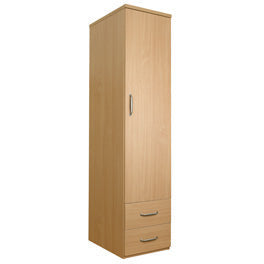 Sunflower Single Wardrobe with Drawers - No Lock - Beech -
