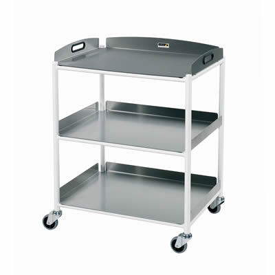 Sunflower Dressing Trolley 66cm Wide 3 x Stainless Steel Trays 