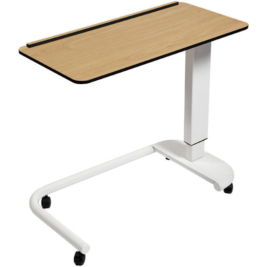 Sunflower Overbed Table with C-Shaped Base, Flat Top & Raised Lip -