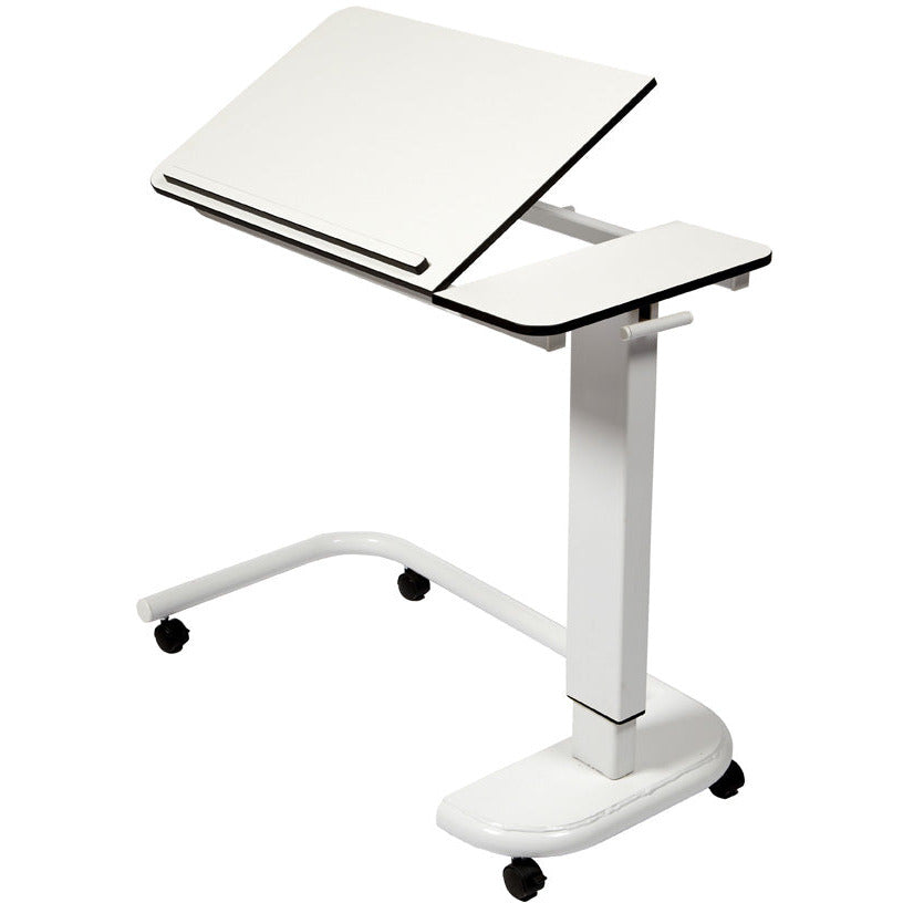 Sunflower Overbed Table with C-Shaped Base, Tilting Top & Raised Lip -
