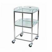 S.Steel Surgical Trolley 46x52x86cm (2 x Glass Effect Trays)