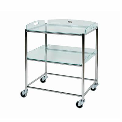S.Steel Surgical Trolley 66x52x86cm (2 x Glass Effect Trays)
