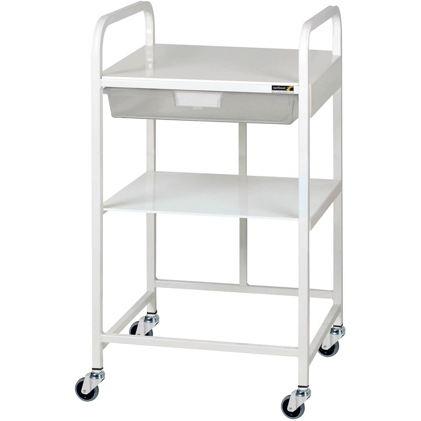 VISTA 10 Economy Trolley - 1 Clear Tray & 1 Shelf - Sunflower
