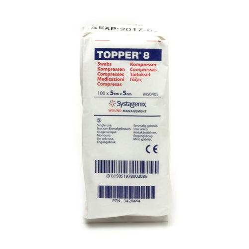 J&J Topper 8 Gauze Swabs: 5 x 5cm pack of 100 - Johnson & Johnson