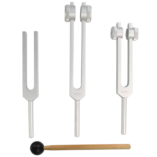 MediPro Tuning Fork & Hammer Bundle - 128Hz, 256Hz & 512Hz