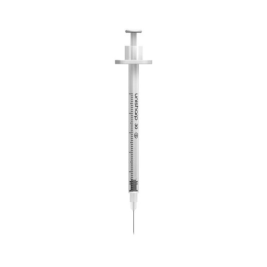 Unisharp 0.5ml 30G fixed needle syringe: white (x100)