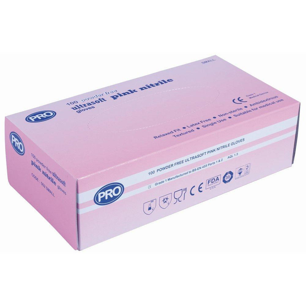 Ultraflex Pink Nitrile Glove Powder Free - Medium x 100 -