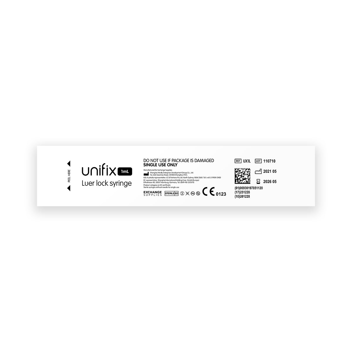 Unifix 1ml Luer Lock Syringe x100