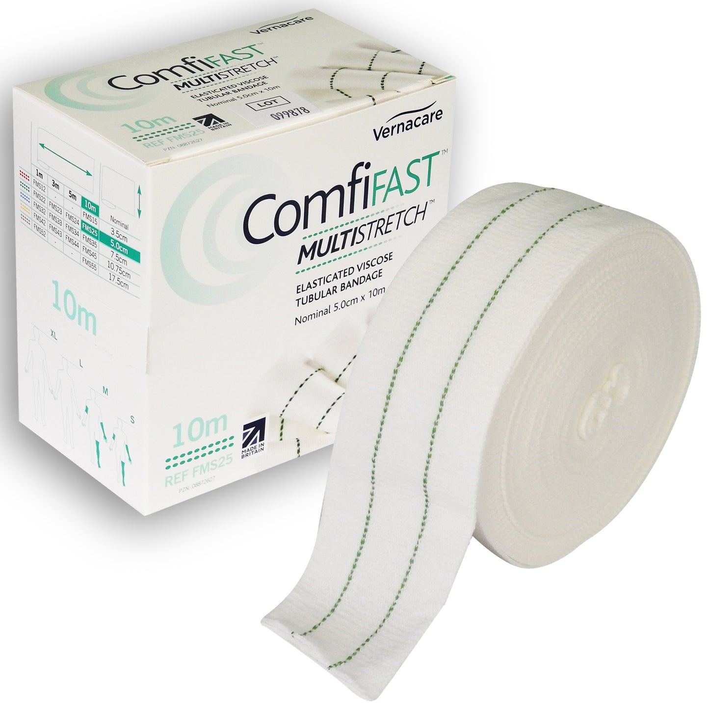 Comfifast Medium Stretch Bandage 5cm x 10m Green - Vernacare