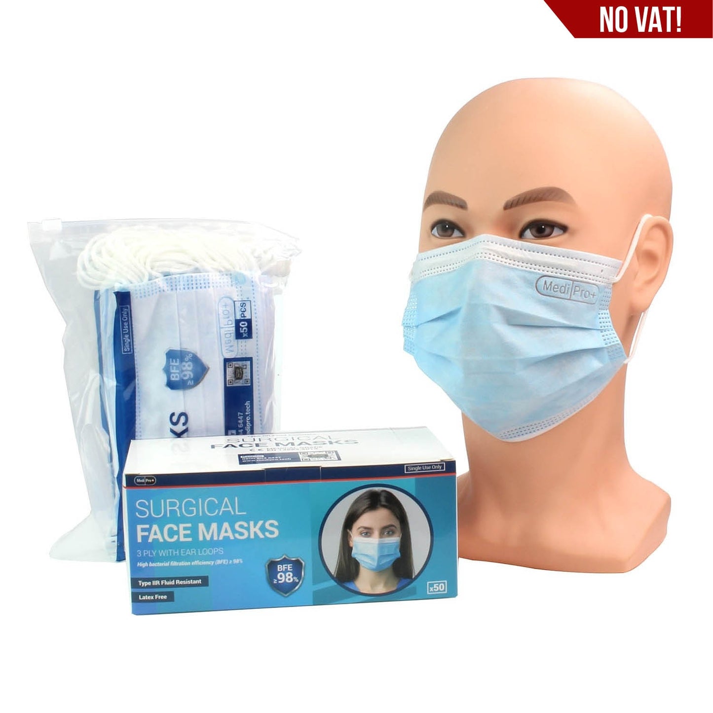 Surgical Face Masks - Type IIR Certified x 50 - MediPro