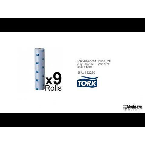 Tork Advanced Blue Couch Roll 2Ply - 152250 - Case of 9 Rolls x 56m - Tork